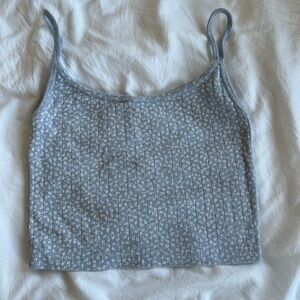 Brandy Melville Floral Pointelle Blue tank top
